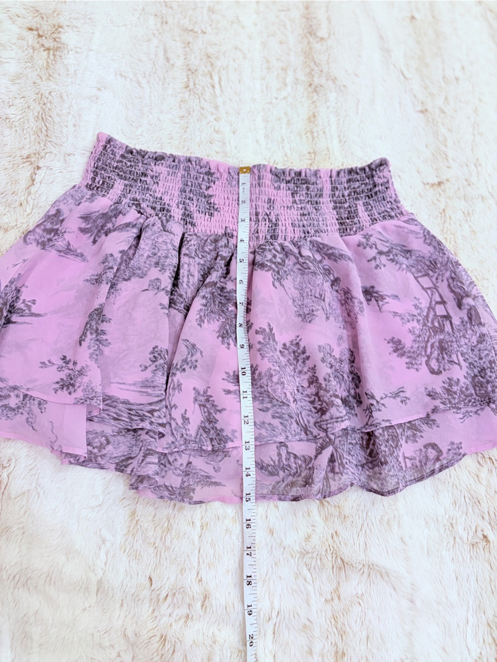 💜 Urban Outfitters Ciara Lilac Toile Ruffle Mini Skirt Y2K Fairycore Coquette - Picture 8 of 10